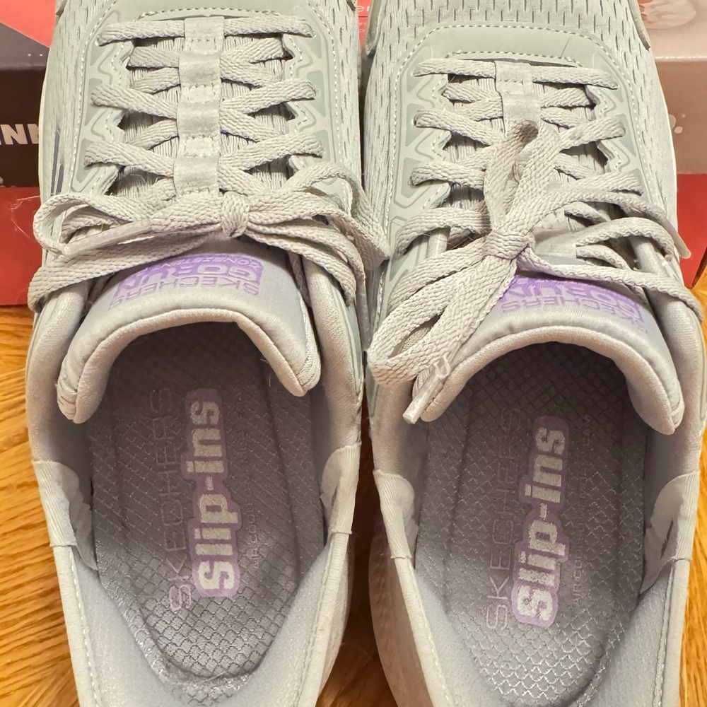 Skechers Slip Ins Athletic Running Shoes Women’s 10 Gray Air Cooled Memory Foam - Picture 12 of 13